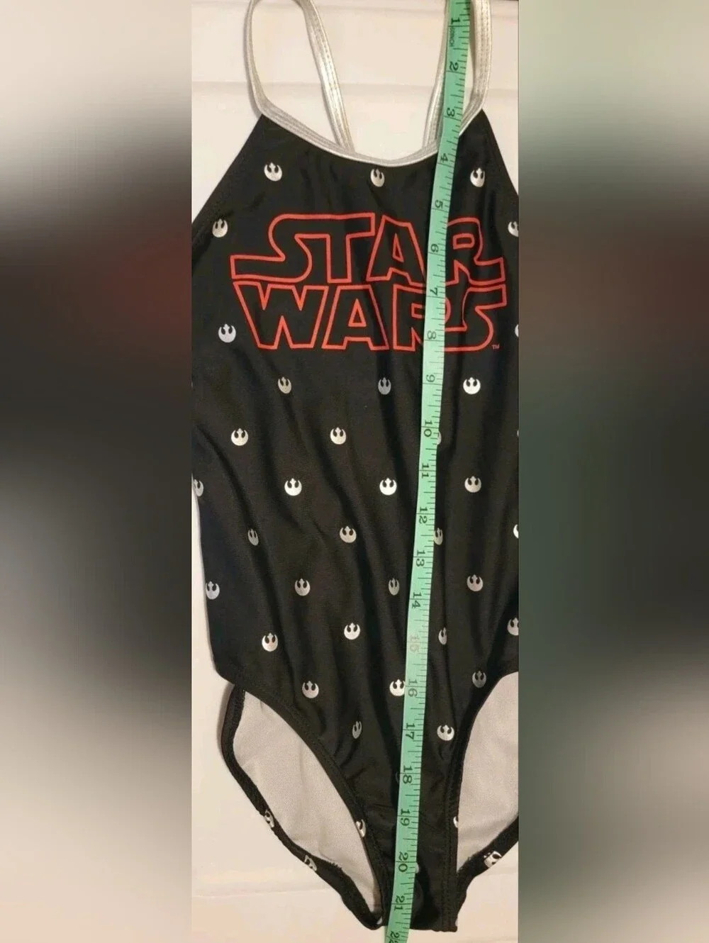 Star Wars Girls Black Red Silver Rebel Alliance Starbird Bathing Swim Suit MED